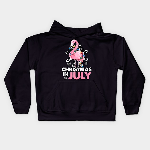 Christmas In July Santa Flamingo Summer Xmas Gift Kids Hoodie by Kaileymahoney